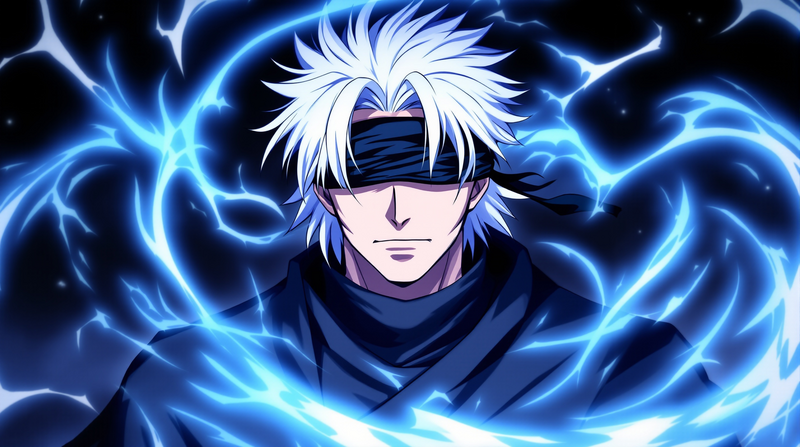 gojo pfp glowing blue cursed energy anime portrait