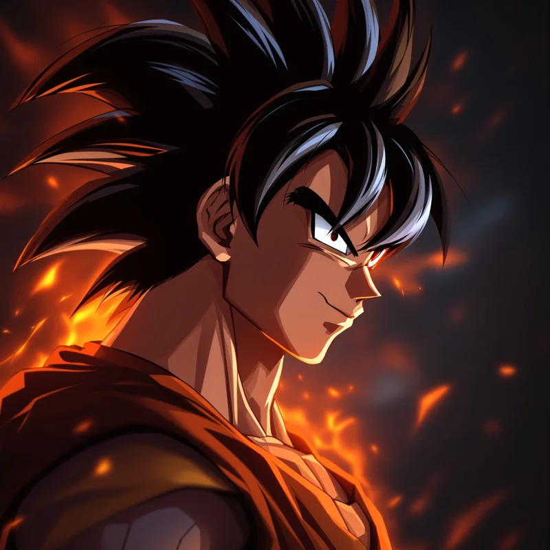 calm smiling goku anime pfp with peaceful confident aura
