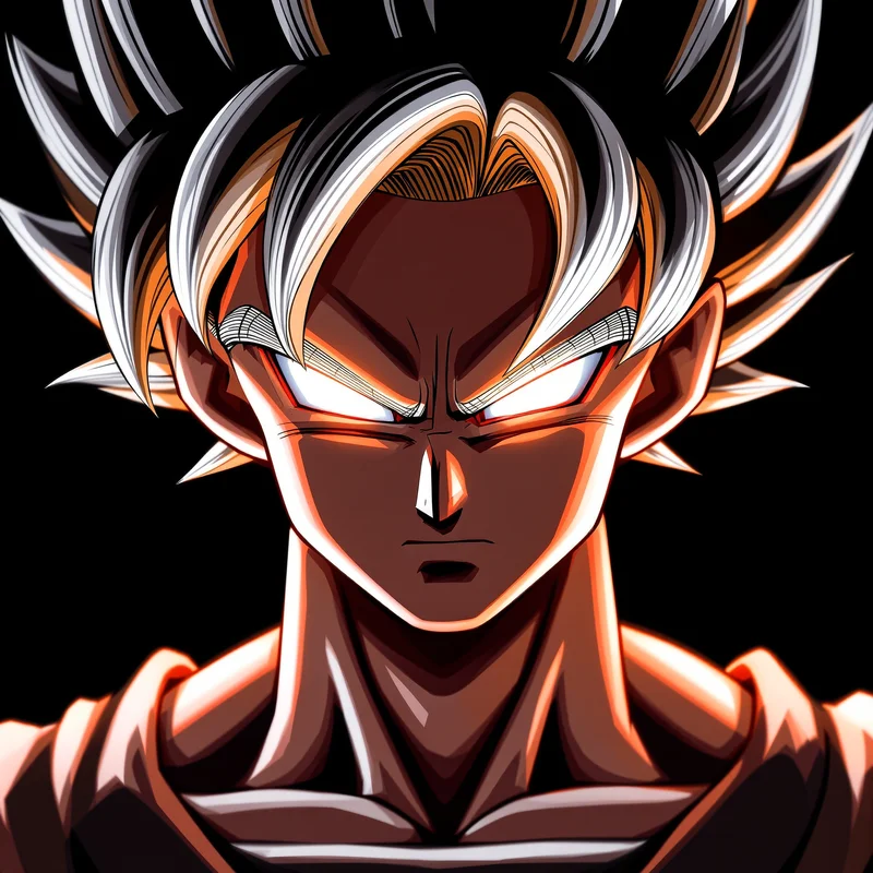 glowing eyes goku anime pfp with focused aura