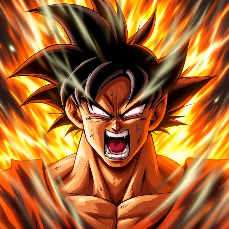 rage aura goku anime pfp with intense energy explosion