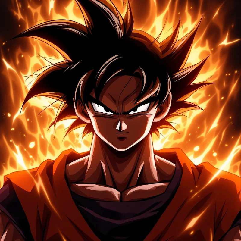 silent warrior goku anime pfp with calm emotional power