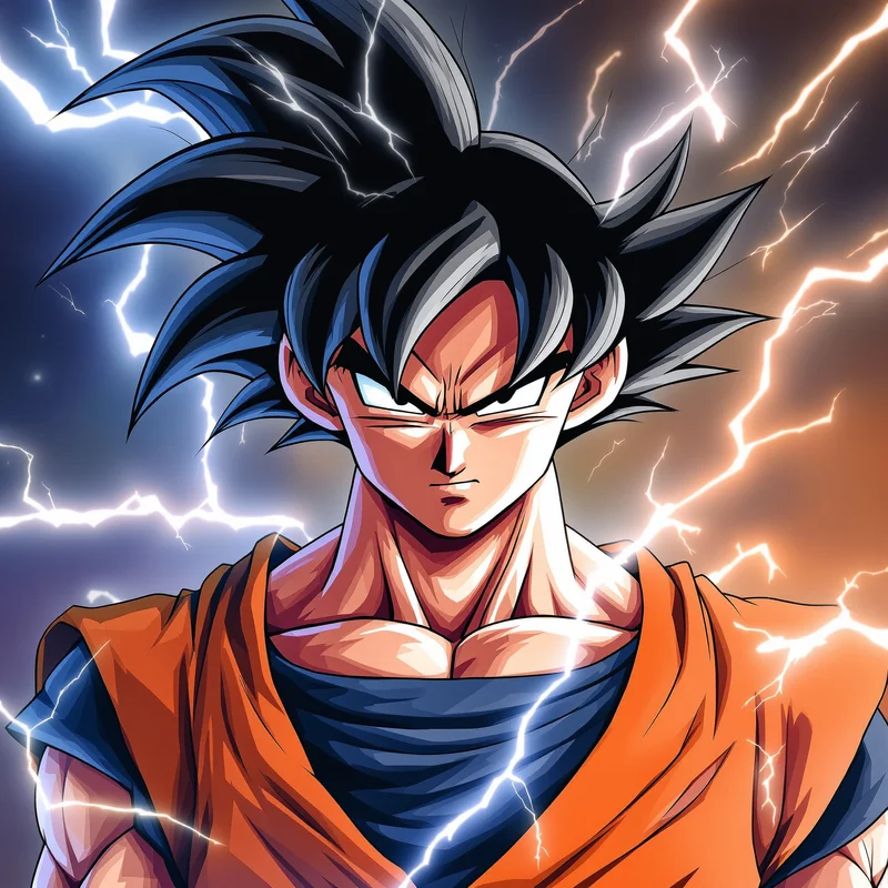 Thunder Aura Goku PFP clean anime avatar portrait