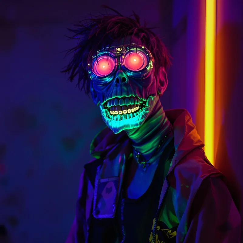 Goofy ahh PFP with alien teen anatomy and glowing braces