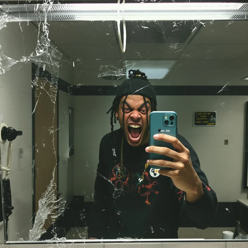 Goofy ahh PFP with dirty mirror selfie and menace vibe