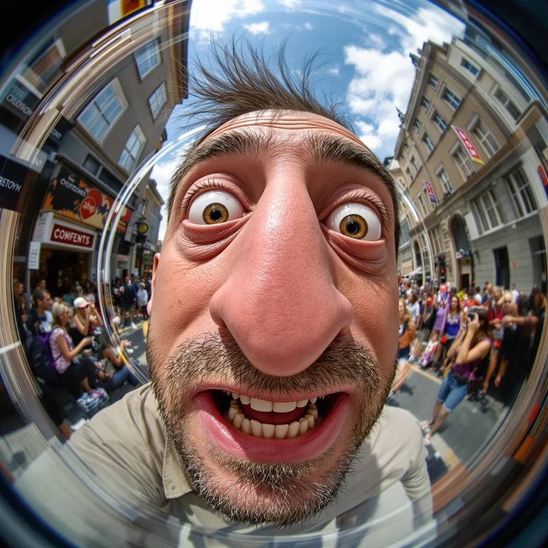 Goofy ahh PFP with fisheye lens distortion and giant nose