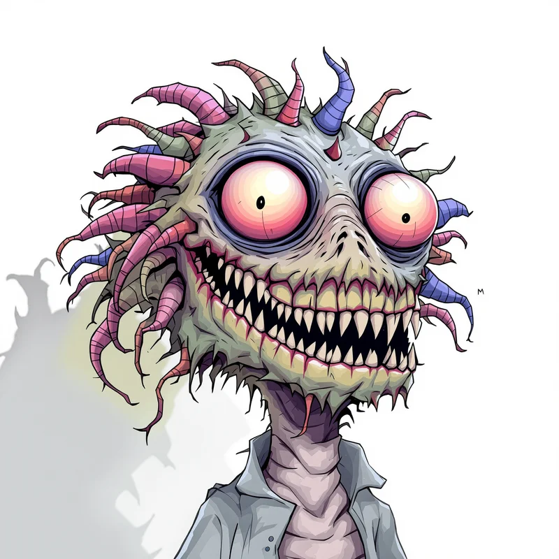 Goofy ahh PFP with cursed human animal hybrid face