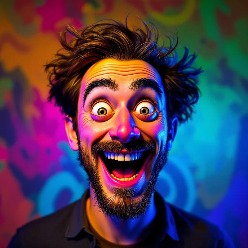 Goofy avatar profile image with funny expression