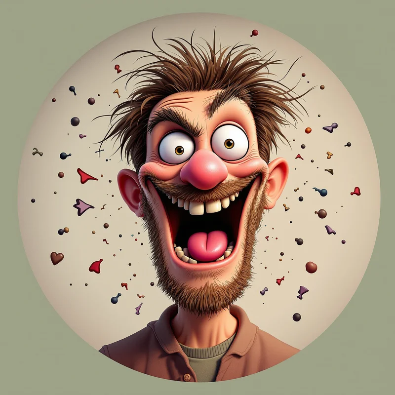 Goofy PFP with chaotic humor composition