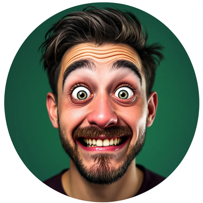 Goofy PFP with chaotic humor composition