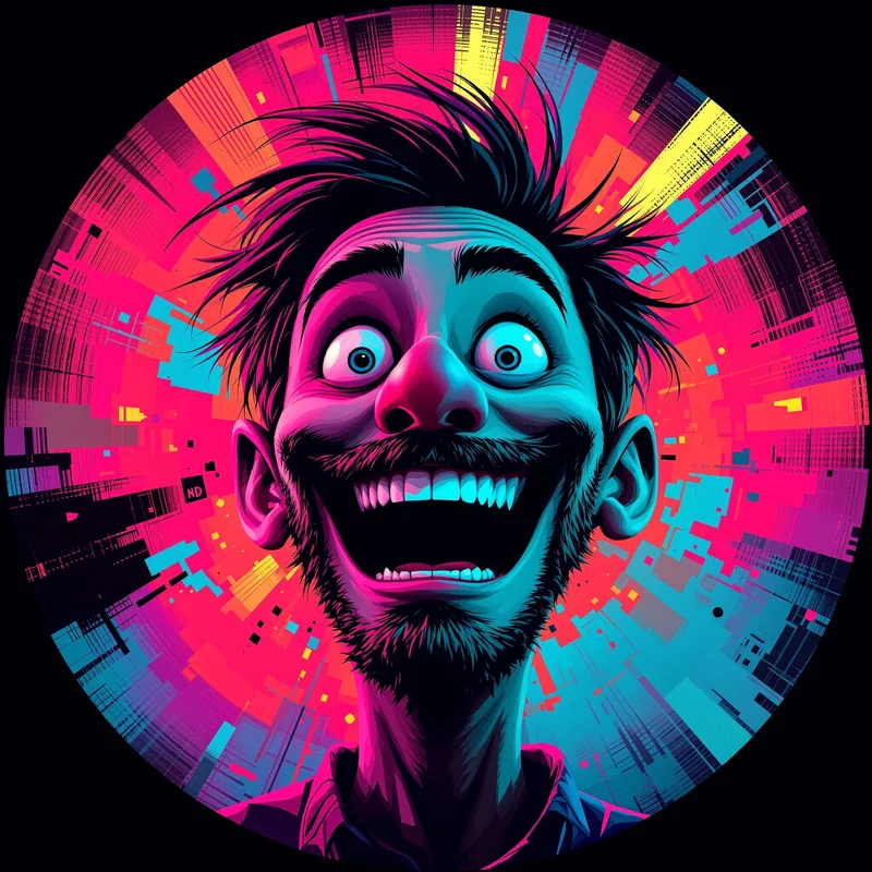 Goofy avatar portrait with playful expression