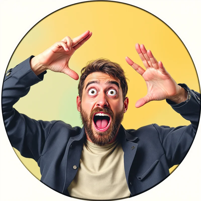 Goofy avatar portrait with playful expression