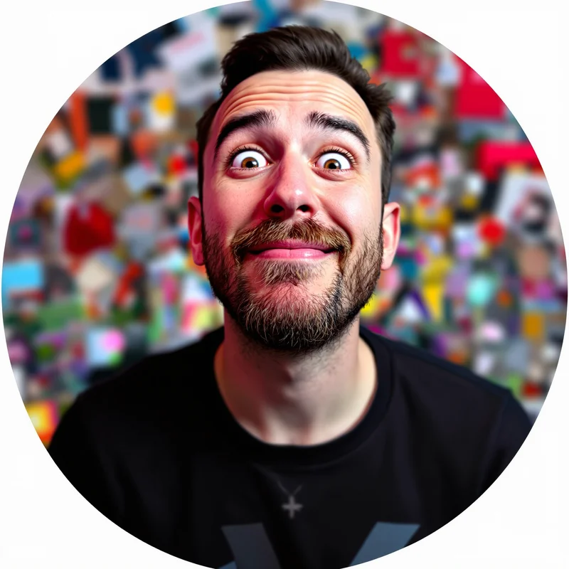 Goofy avatar portrait with playful expression