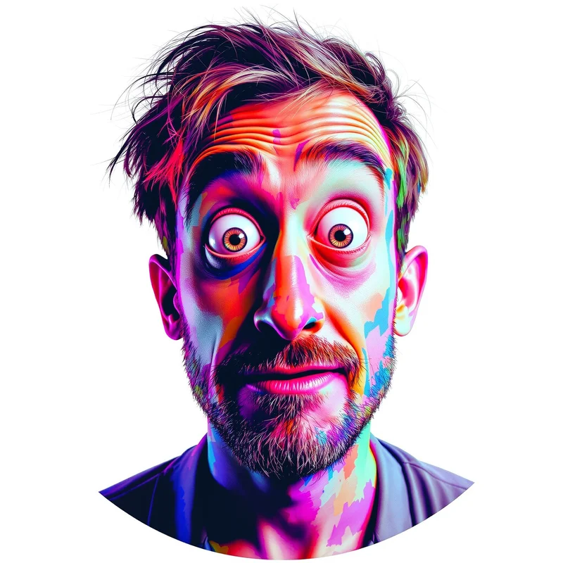 Goofy avatar portrait with playful expression