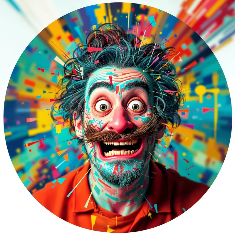 Goofy avatar profile image with funny expression