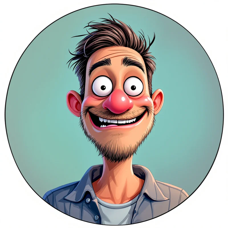 Goofy avatar profile image with funny expression