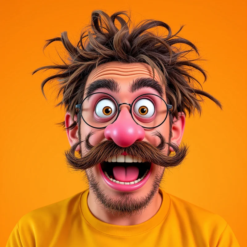 Goofy avatar portrait with playful expression