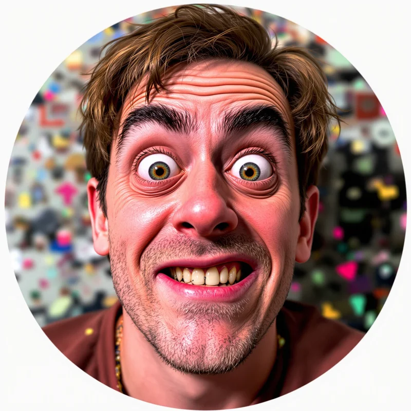Goofy avatar portrait with playful expression
