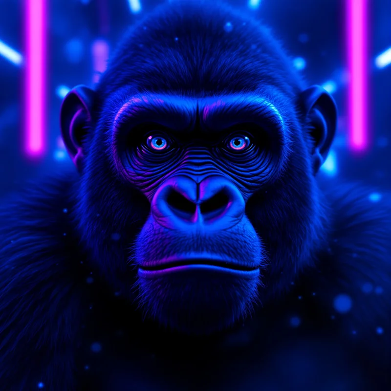 Blue neon gorilla avatar.
