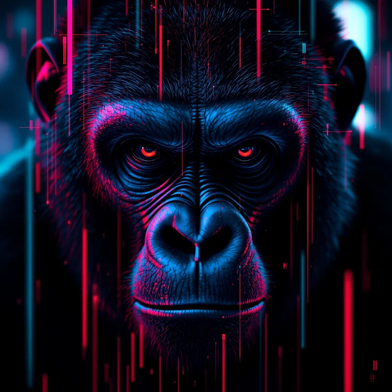 cyber vr gorilla tag pfp with futuristic lighting