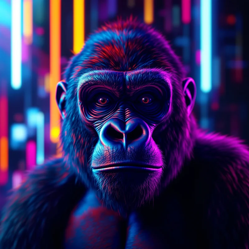 gorilla tag game PFP with neon lighting for game profile picture