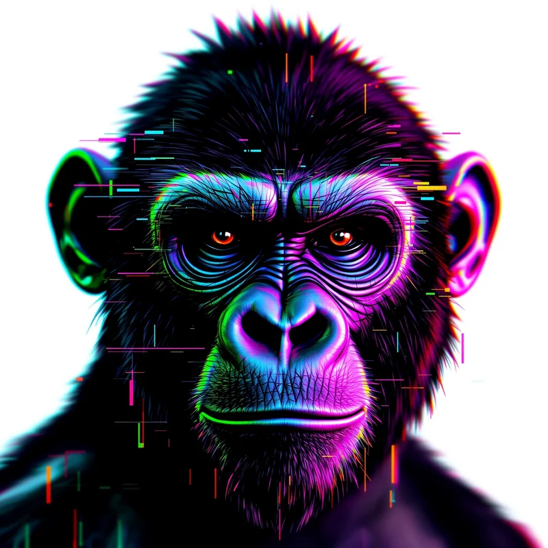 glitch gorilla tag pfp with cyber distortion effects