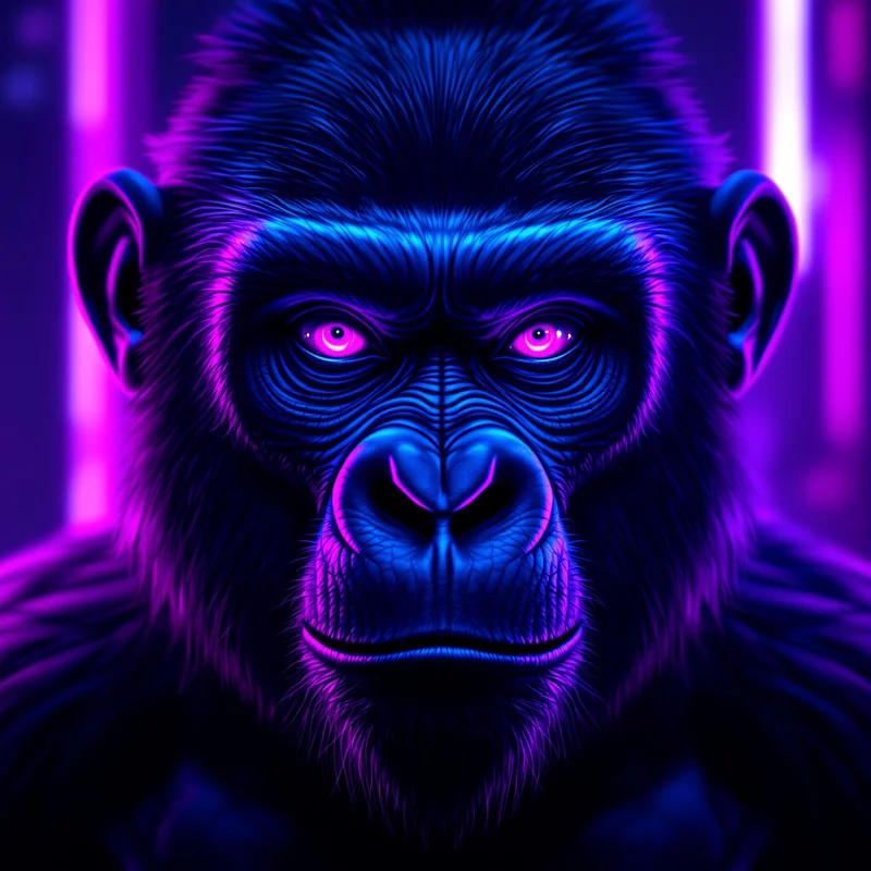 rgb gorilla tag pfp with neon vr gamer aura