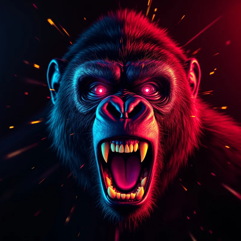 screaming gorilla gamer pfp with chaotic rage