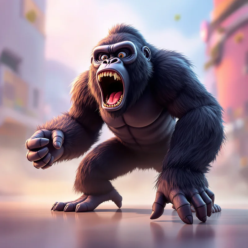 VR gorilla tag avatar with abstract motion effect for digital identity