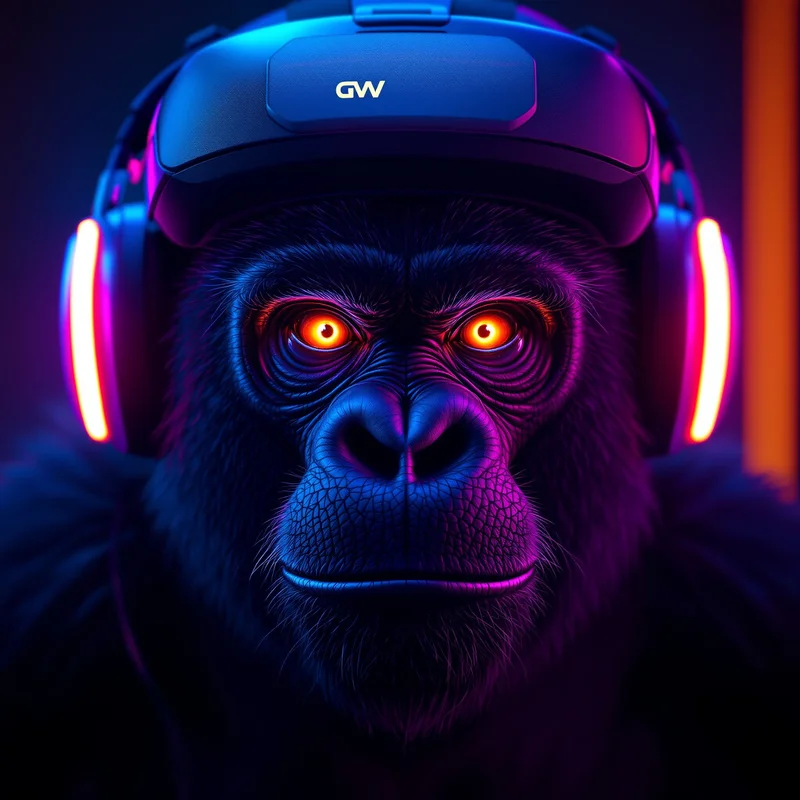 streamer gorilla tag pfp with rgb headset aura