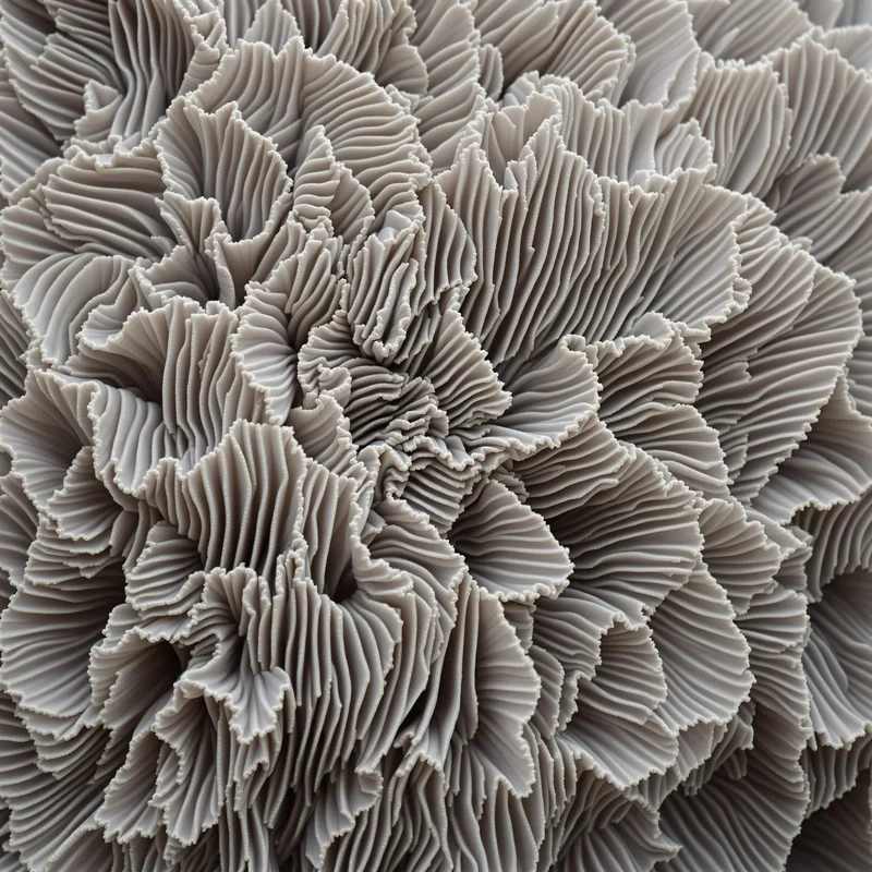 Mushroom Gill Macro Gray Background