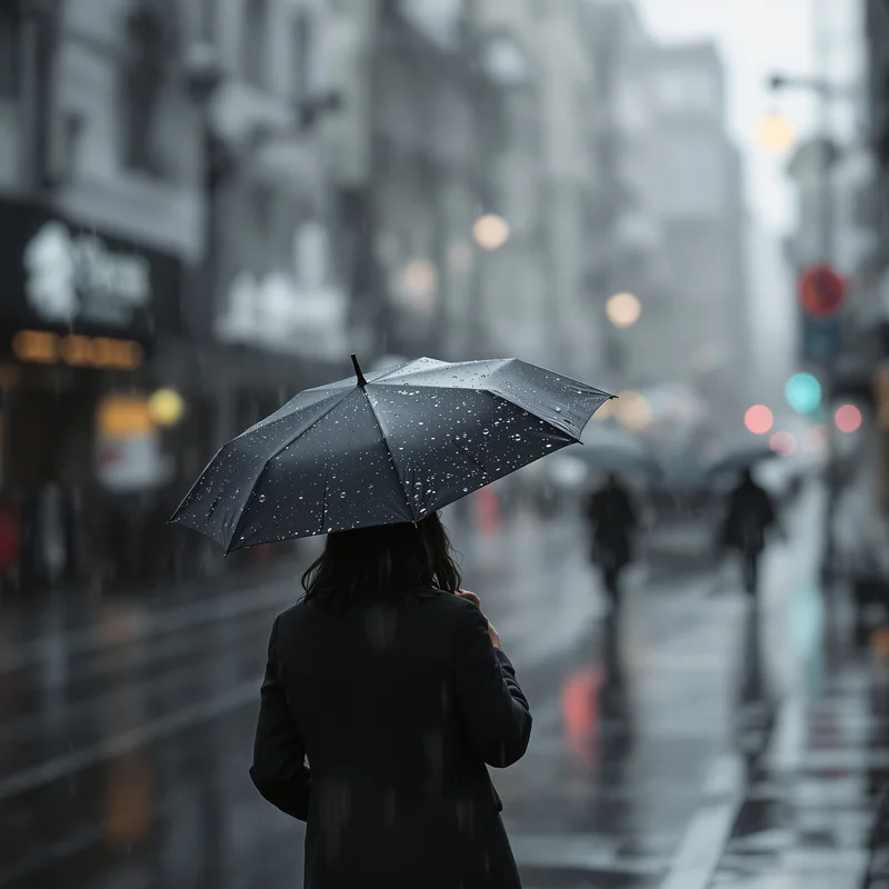 Umbrella Rain Blur Gray Background