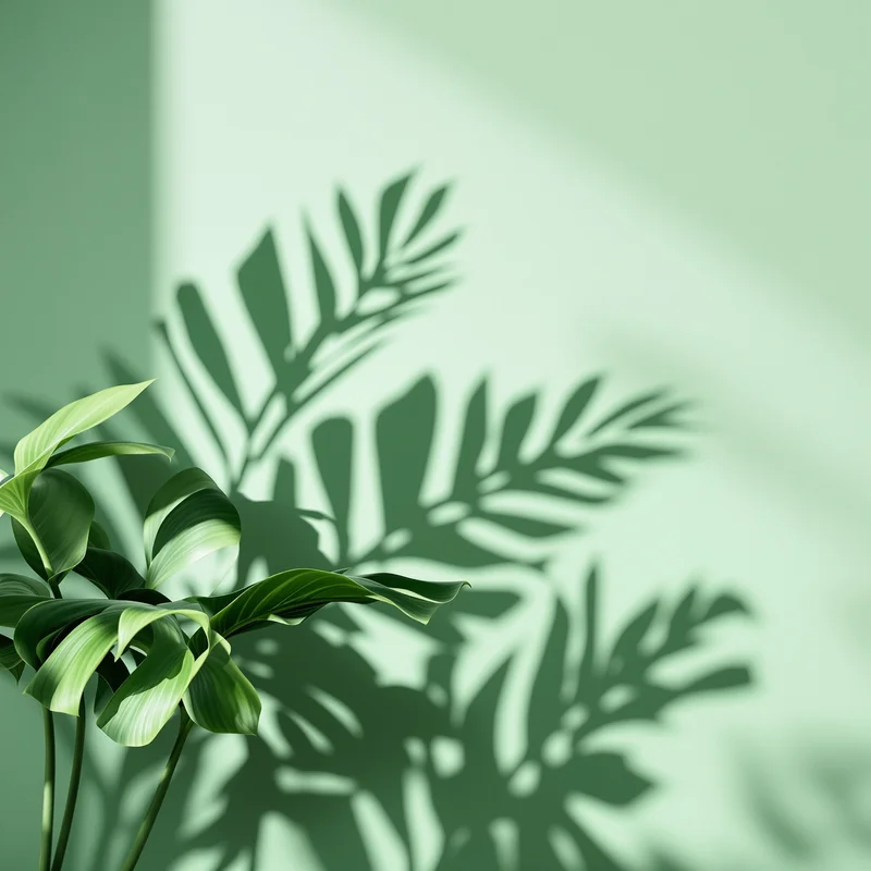 Monstera Cut Shadow Green Background