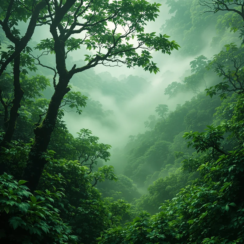 Rainforest Veil Green Background