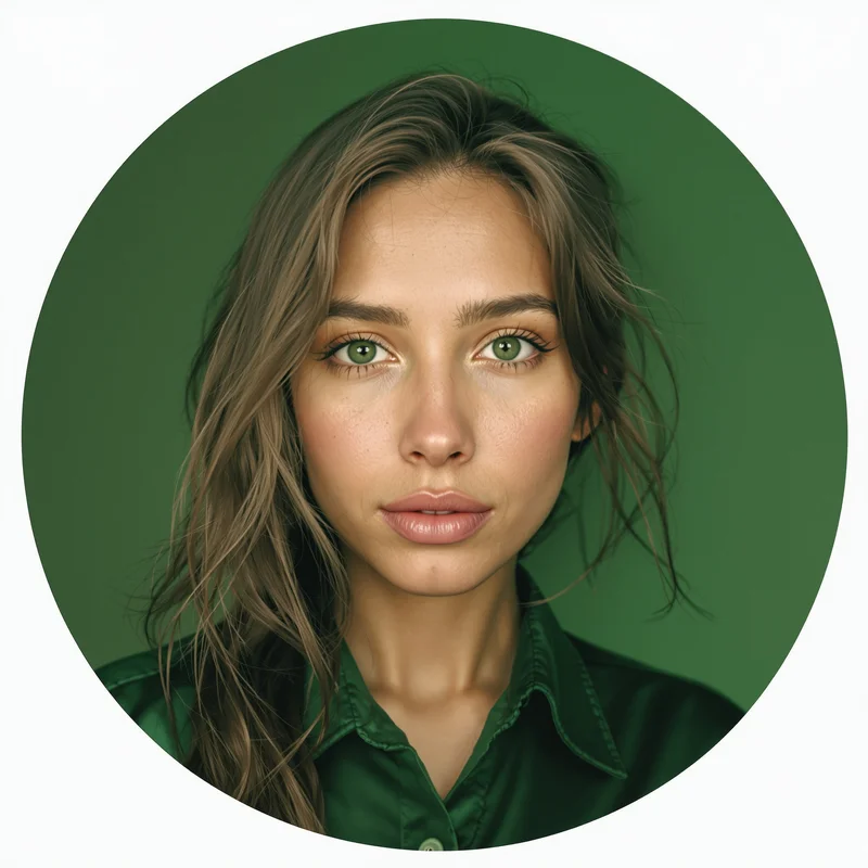 Green PFP with balanced tones and identity focus