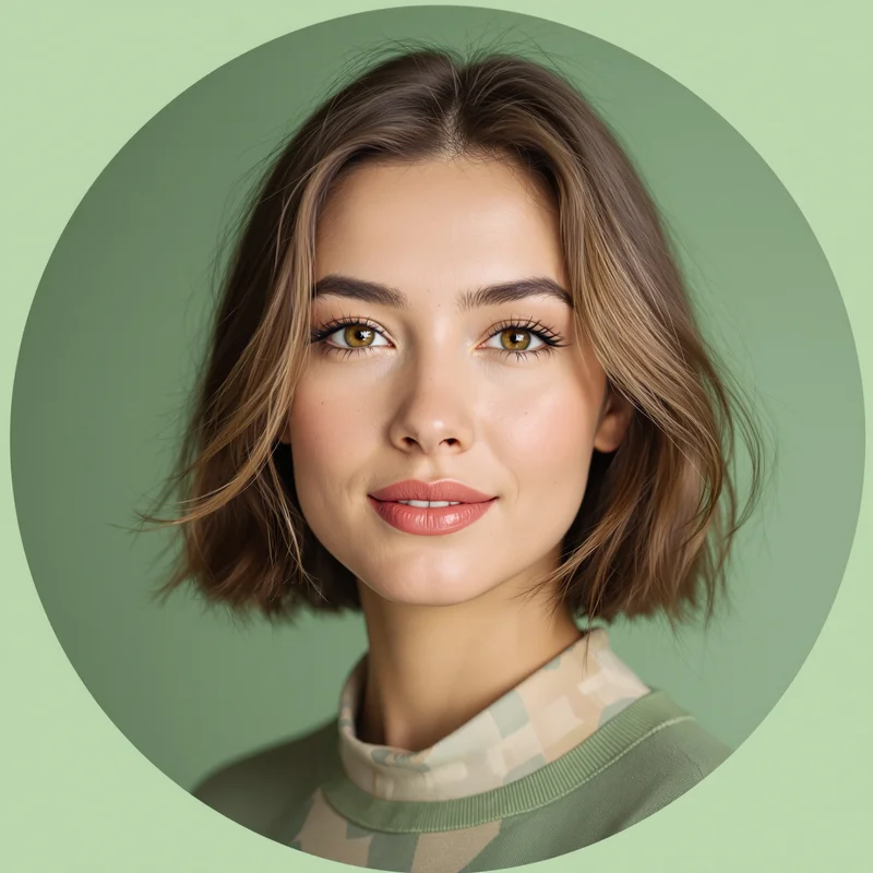 Green PFP avatar with natural identity and strong clarity