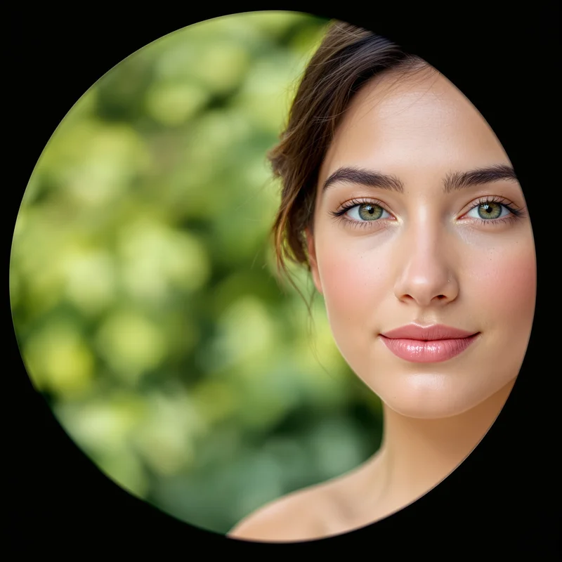 Green avatar portrait with natural aesthetic and identity