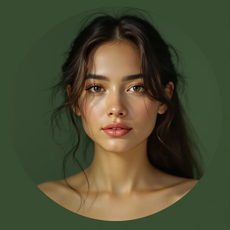 Green avatar portrait with natural aesthetic and identity