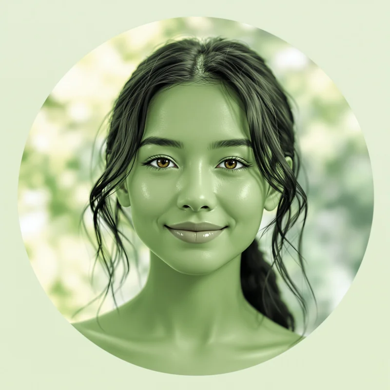 Green avatar profile image with calm tone and recognition