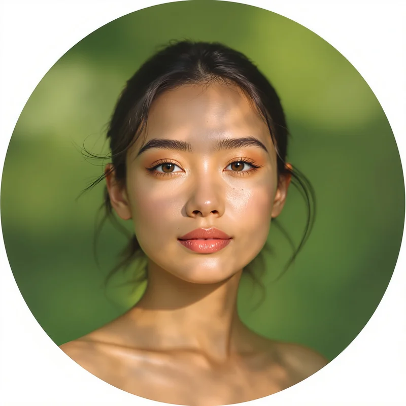 Green avatar portrait with natural aesthetic and identity