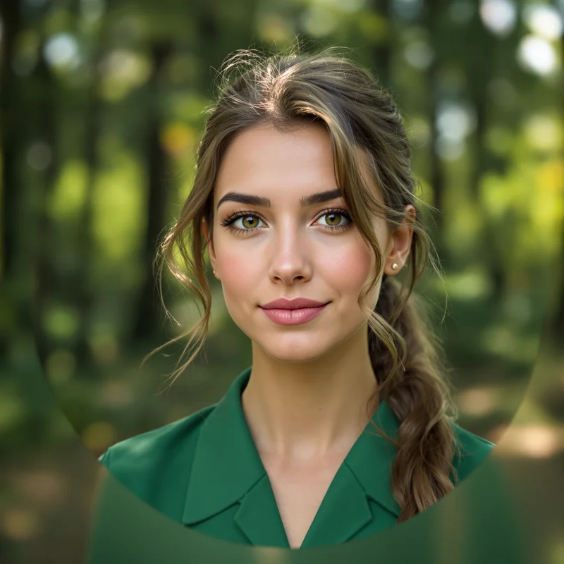 Green PFP avatar with natural identity and strong clarity