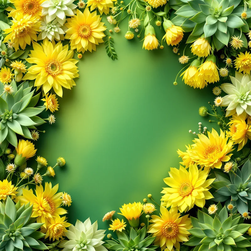 Cactus Bloom Wash Green Yellow Background