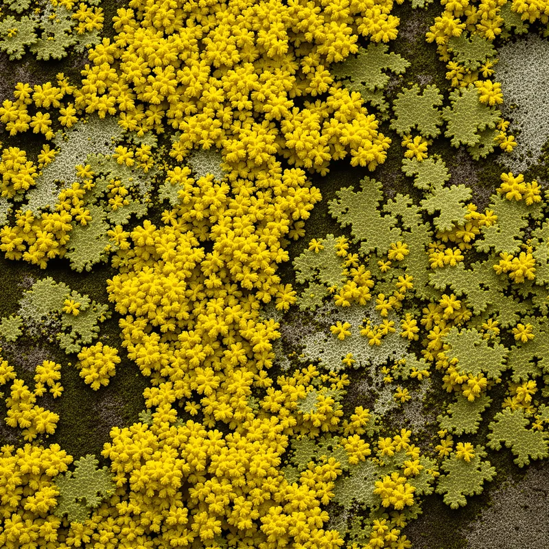 Lichen Bloom Green Yellow Background
