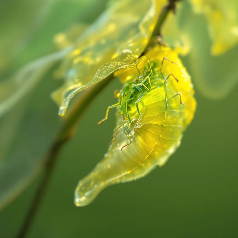 Monarch Chrysalis Green Yellow Background