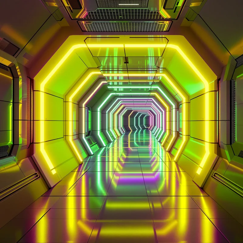 Neon Moss Corridor Green Yellow Background