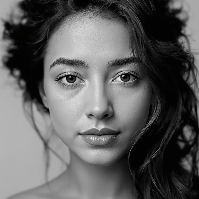 Grey avatar portrait with minimal aesthetic and identity