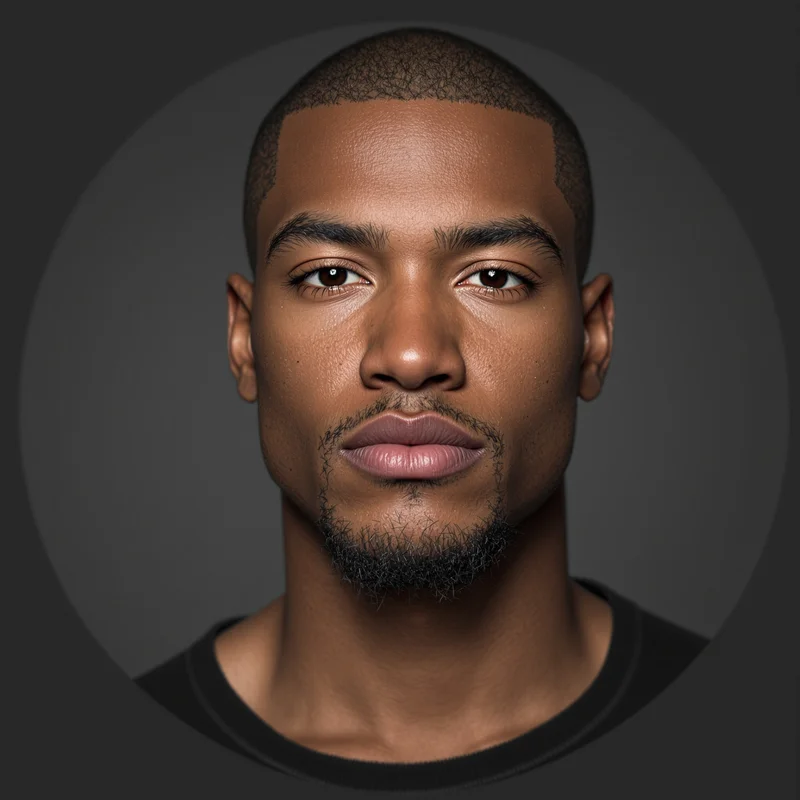 Grey avatar profile image with balanced tone and recognition