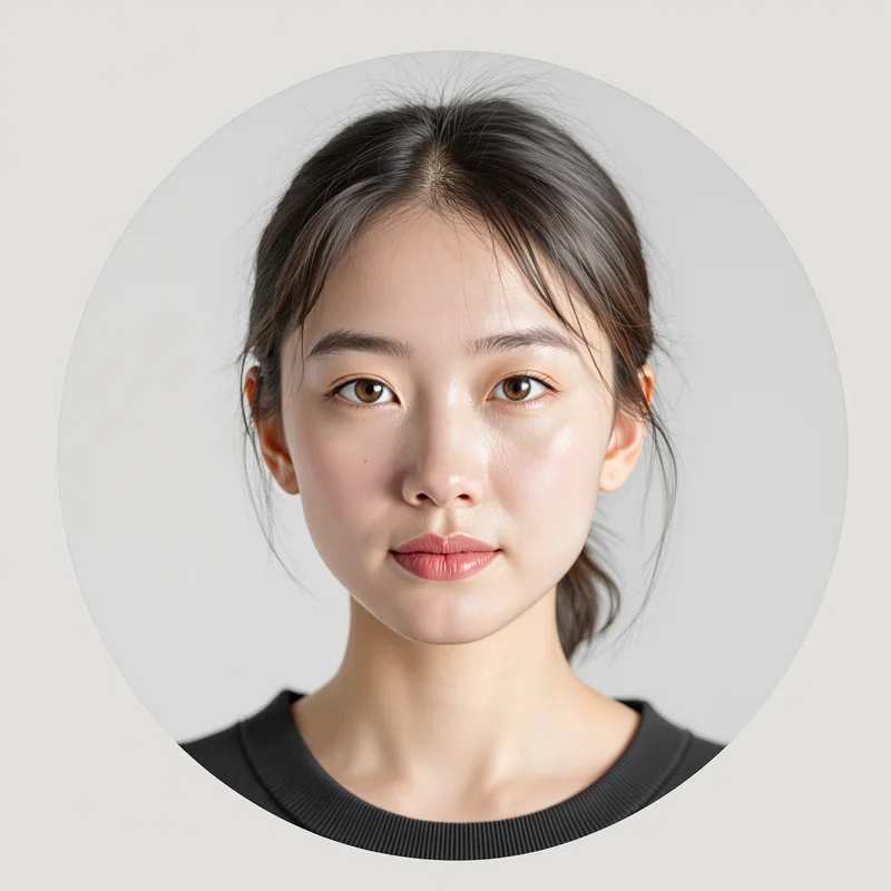 Grey avatar portrait with minimal aesthetic and identity