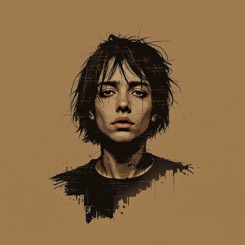 grunge PFP portrait with distressed overlay for messaging profile icon