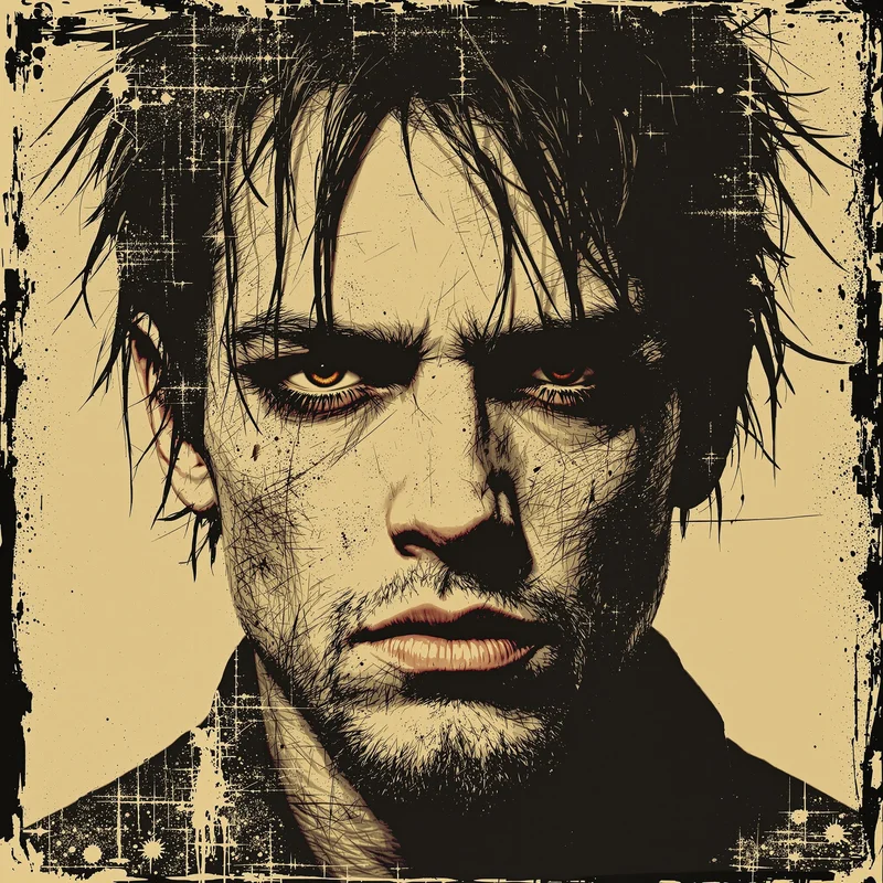 textured portrait PFP with distressed overlay for profile picture use