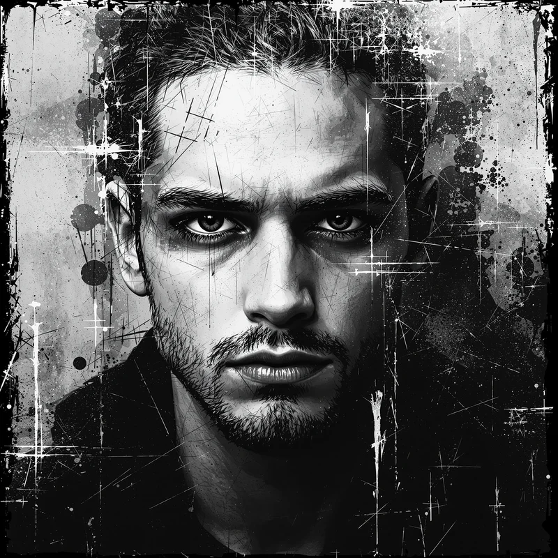 edgy profile picture with scratches for digital identity